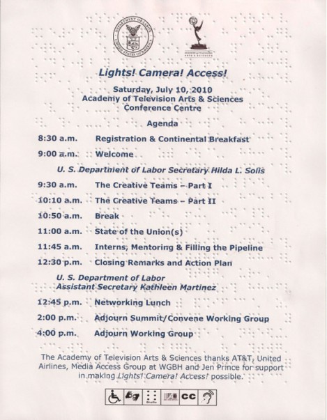 Lights! Camera! Access! agenda.